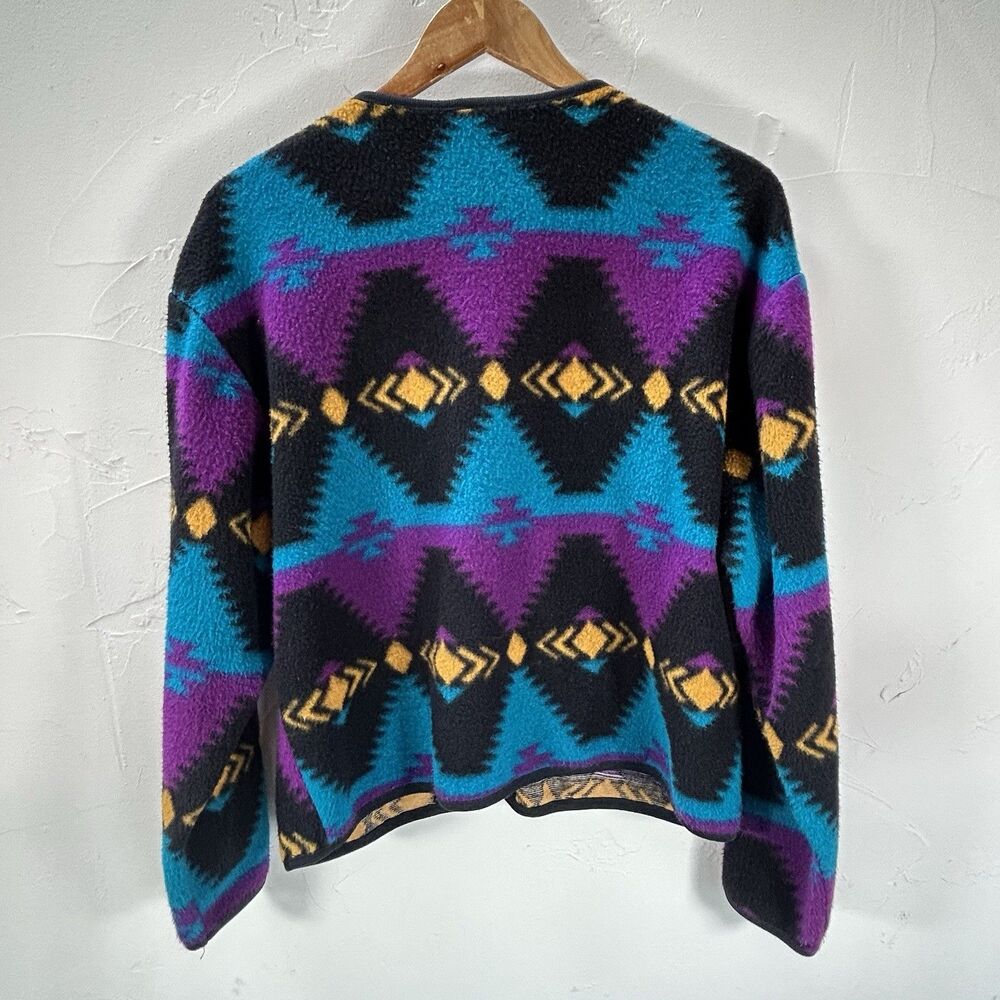 Vintage David Wayne Cardigan Women's Small/Med 80s 90s Fleece Aztec Southwestern - Picture 3 of 9